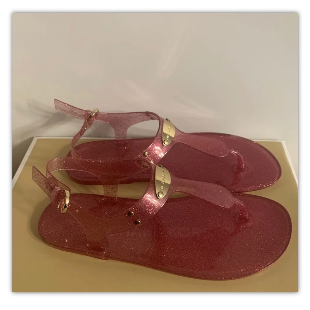 Michael Kors Plate Glitter PVC French Pink Jelly Sandals
